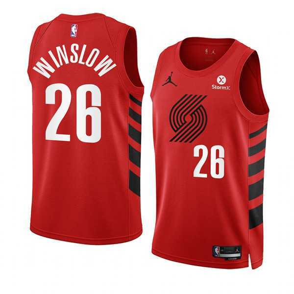 Mens Portland Trail Blazers #26 Justise Winslow 2022-23 Red Statement Edition Swingman Stitched Basketball Jersey Dzhi->portland trailblazers->NBA Jersey